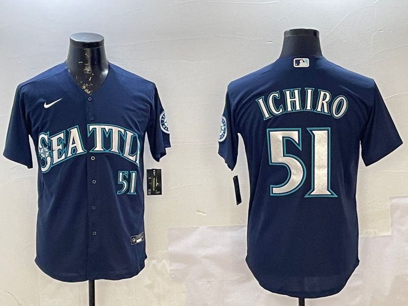 Men Seattle Mariners #51 Ichiro Blue Game 2025 Nike MLB Jersey style 3